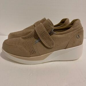 Tan Suede Platform Sneakers